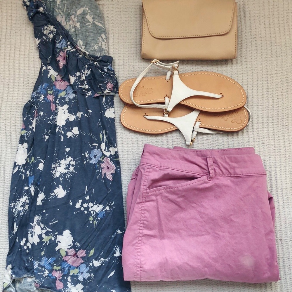 Banana Republic floral tank with ruffle neckline